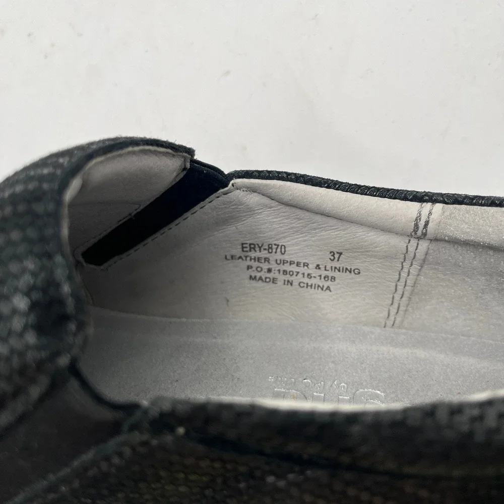Alegria Shoe Eryn Slip-On Wedge Comfort Leather Textured Black Women Size 37